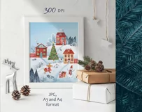 Watercolor Christmas card, poster, JPG Product Image 2