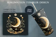 Mystical Golden Moon Tumbler Sublimation Design 20oz Product Image 2