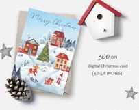 Watercolor Christmas card, poster, JPG Product Image 3