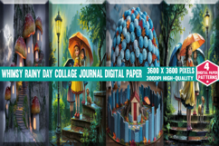 Whimsy Rainy Day Collage Journal Digital Paper Background pn Product Image 12