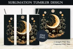Mystical Golden Moon Tumbler Sublimation Design 20oz Product Image 1
