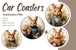 Easter Bunny Car Coasters Sublimation Rabbit Car Accessories Product Image 1