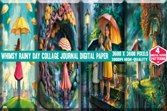 Whimsy Rainy Day Collage Journal Digital Paper Background pn Product Image 14