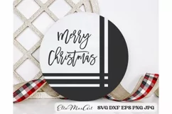 Merry Christmas SVG, Christmas Round Sign SVG, Door Hangers Product Image 1