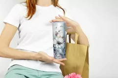 Watercolor Blue Flowers Tumbler Sublimation Design, PNG 20oz Product Image 3