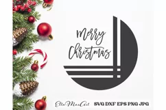 Merry Christmas SVG, Christmas Round Sign SVG, Door Hangers Product Image 2