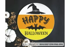 Happy Halloween SVG, Halloween Round Sign SVG, Farmhouse SVG Product Image 1