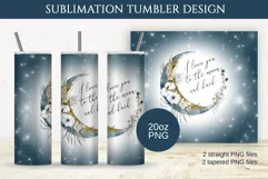 Watercolor Floral Moon Tumbler Sublimation 20oz|I love you Product Image 1