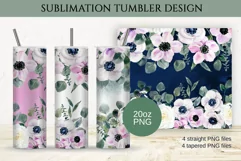 Anemones Flowers Tumbler Sublimation 20oz|Floral design Product Image 1