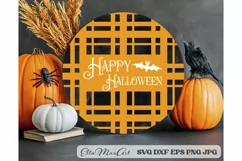 Happy Halloween SVG, Halloween Round Sign SVG, Farmhouse SVG Product Image 1