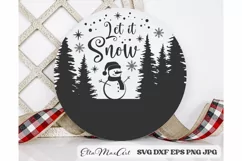 Let it Snow SVG, Christmas Round Sign SVG, Door Hangers, PNG Product Image 1