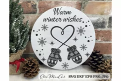 Warm winter wishes SVG, Christmas Round Sign SVG, Door PNG Product Image 2