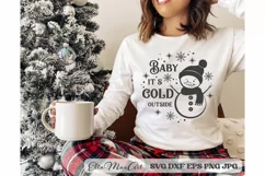 Baby its cold outside SVG, Christmas Round Sign SVG, Door Product Image 2