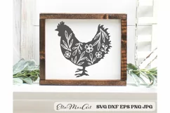 Chicken SVG, Floral Chicken SVG, Chicken Leaves Svg, Easter Product Image 2