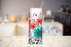 Boho Floral Tumbler Wrap 20 oz, Flower Sublimation Design Product Image 2