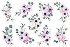 Watercolor anemones bouquets Clipart PNG / Sublimation Product Image 2