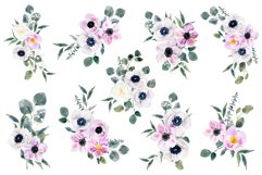 Watercolor anemones bouquets Clipart PNG / Sublimation Product Image 2