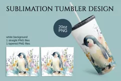 Cute watercolor penguin Tumbler Sublimation 20oz Product Image 2