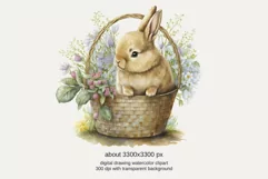 Vintage Watercolor Easter Binny Clipart PNG, Sublimation Product Image 2