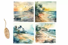 Watercolor seascapes clipart, Background PNG Product Image 2