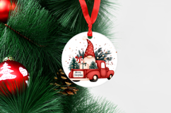 4 Whimsical Holiday Gnome Round Ornaments, Christmas designs Product Image 2