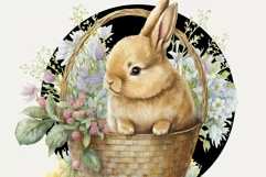 Vintage Watercolor Easter Binny Clipart PNG, Sublimation Product Image 3