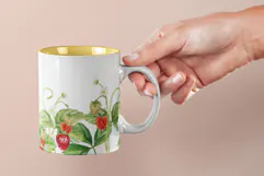Watercolor Strawberry Floral Mug Sublimation Design Product Image 2
