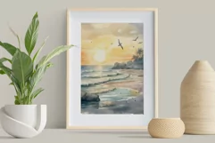 Watercolor seascapes clipart, Background PNG Product Image 3