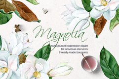White Watercolor Magnolia | Wedding clipart Product Image 1