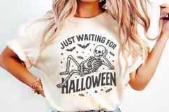 Just Waiting for Halloween PNG, Skeleton Halloween Digital Product Image 2