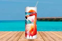 Floral Flamingo Tumbler Wrap 20 oz, Summer Sublimation PNG Product Image 2
