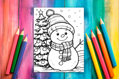 4 Cute Christmas Snowman Coloring Pages, Xmas Designs Product Image 2