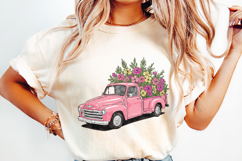 Pink Vintage Truck Floral PNG, Spring Flower Truck Product Image 2
