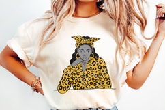 Stylish Woman with Yellow Leopard Print PNG, Trendy Girl Product Image 2