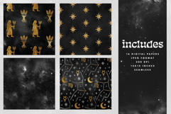 16 Black &amp; Gold Virgo Zodiac Seamless Patterns Product Image 2