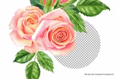 Watercolor Roses Heart, Sublimation PNG Product Image 3