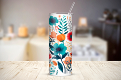 Boho Flowers Tumbler Wrap 20 oz, Floral Sublimation Design Product Image 2