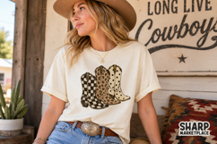 Patterned Cowgirl Boots Trio With Checker Leopard Dots, Product Image 2