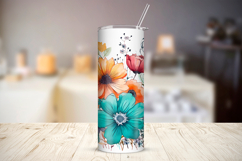 Boho Floral Tumbler Wrap 20 oz, Summer Sublimation Design Product Image 2