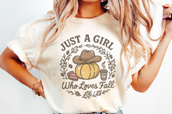 Just A Girl Who Loves Fall PNG, Pumpkin Coffee Autumn PNG, Product Image 2