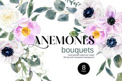 Watercolor anemones bouquets Clipart PNG / Sublimation Product Image 1