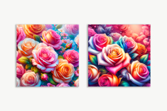 Colorful Roses, Floral Square Coasters, 4 Designs PNG Product Image 2