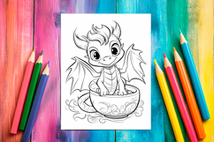 4 Fairytale Dragon Coloring Pages, Printable Designs PNG Product Image 2