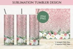 Blossom Flower Glitter Tumbler Sublimation | Seamless Product Image 1