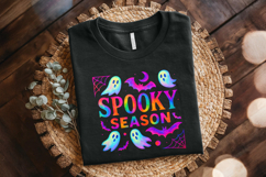 Spooky Season PNG, Neon Halloween Ghost, Bat &amp; Web PNG, Product Image 2