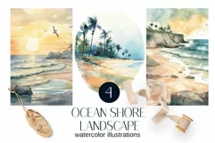 Watercolor seascapes clipart, Background PNG Product Image 1
