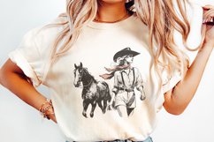 Cowgirl PNG, Western Desert Scene, Ranch Scene, Cowboy Product Image 2