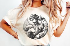 Jesus and Sheep PNG Design, Faithful Shepherd Graphic, Product Image 2