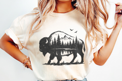 Bison Double Exposure PNG, Nature Mountain Forest Wildlife Product Image 2