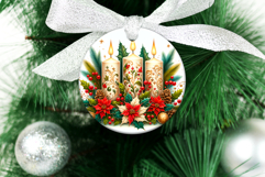 4 Christmas Candles Round Ornaments, Xmas Sublimation PNG Product Image 2